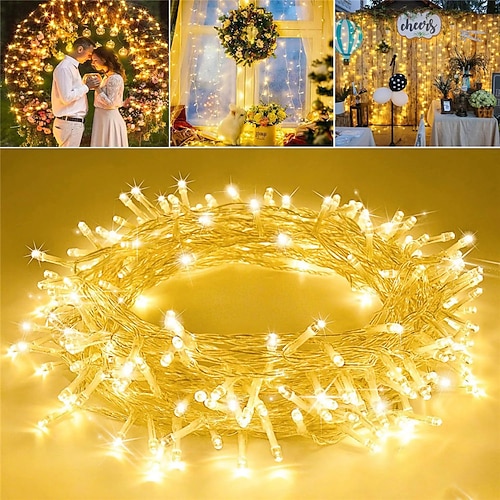 Elegante Hochzeitsfeier Batterie-betriebene LED Glühbirnen Lichterkette Märchenlichter 3/6/10M 30/40/80 LEDs für Schlafzimmer Hochzeit Party Valentinstagsdekoration - 4 Stück/1 Stück Image