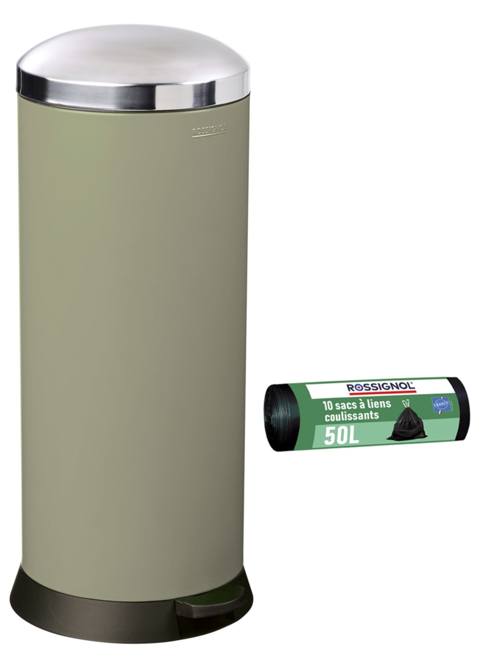 Poubelle de cuisine à pédale 30L et 10 sacs poubelle 50L