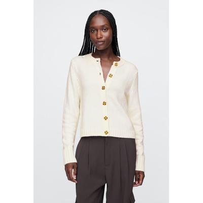 Gap Womens White CashSoft Long Sleeve Crew Neck Cardigan - White