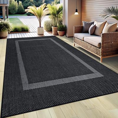 Teppich MY HOME "Venedig Bordüre auch als Läufer erhältlich" Gr. 4, schwarz, B:160cm H:3mm L:230cm, Kunstfaser, Teppiche, In- und Outdoor geeignet, Sisal-Optik, Wetterfest & UV-beständig Image