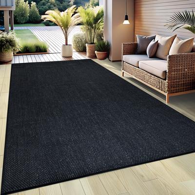 Teppich MY HOME "Anna, auch als Läufer erhältlich" Gr. 2, schwarz, B:80cm H:3mm L:150cm, Kunstfaser, Teppiche, In- und Outdoor geeignet, Sisal-Optik, Wetterfest & UV-beständig Image