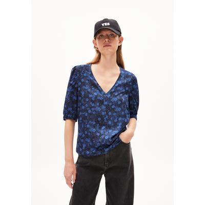 SAARITA MILLES FLEURS - Frauen Regular Fit Bluse - blau (Größe: L)