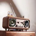 Altoparlante Bluetooth senza fili retrò chiamata in vivavoce scheda portatile U Disk FM Boombox Time Display lettore musicale con luce