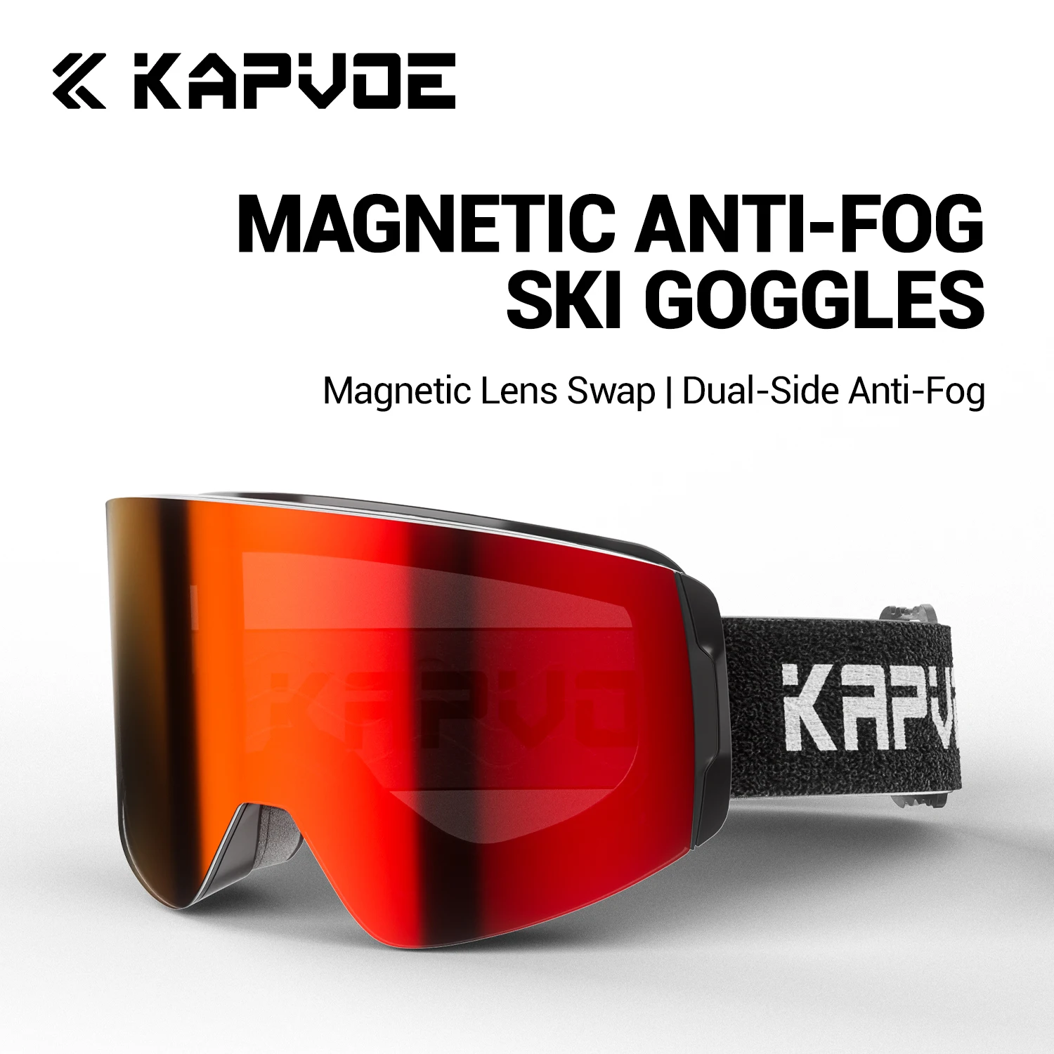Kapvoe Schneebrille, Snowboardbrille, Skimaske für Männer und Frauen, Antibeschlag-Linsen-Set, UV400-Schutz, Ski- und Schneemobilbrille Image