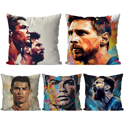 1PC Fußballspieler Messi Cr7 N-Neymar Kissenbezug Home Sofa Dekokissen Autokissen Dekokissenbezug Image