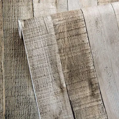 Selbstklebende Holztapete im Retro-Stil mit Holzmaserung und abnehmbaren Vinyl-Wandaufklebern, Image