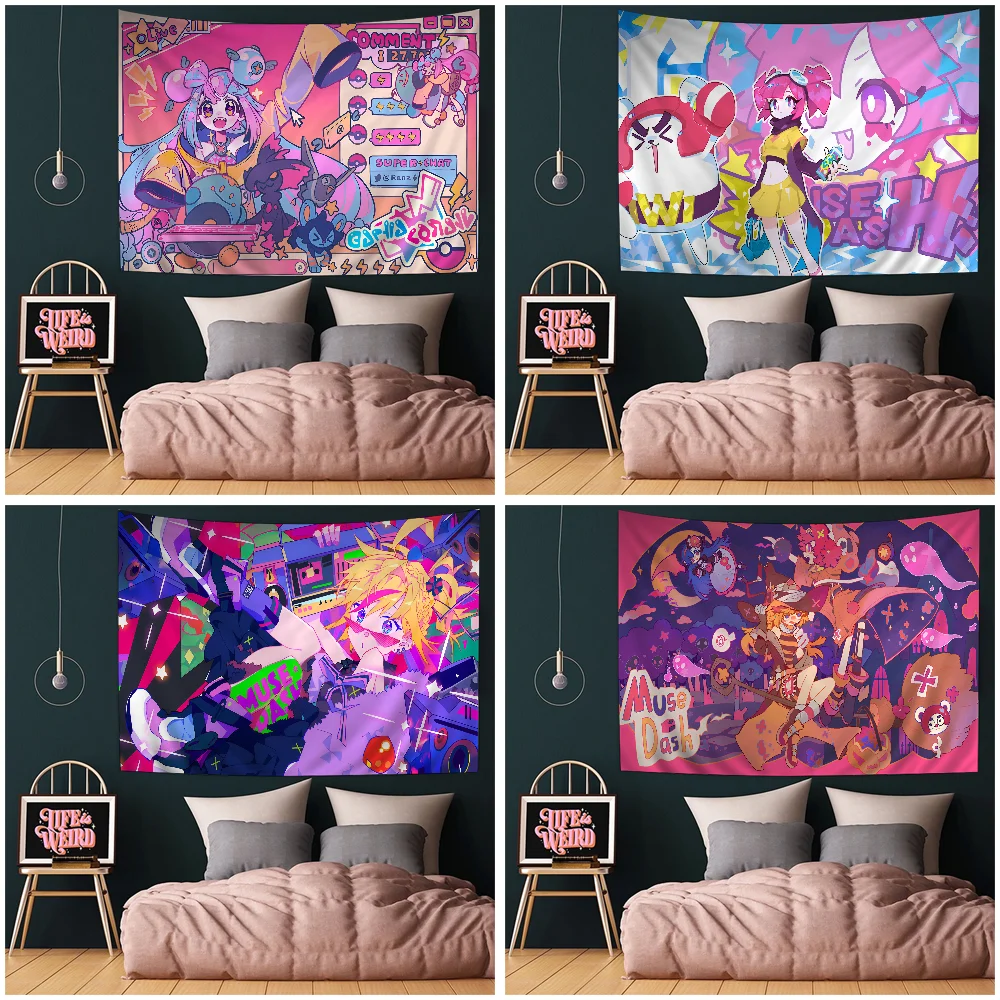 Muse Dash Hängender böhmischer Wandteppich, böhmische Wandteppiche, Mandala, Kawaii-Raumdekoration Image