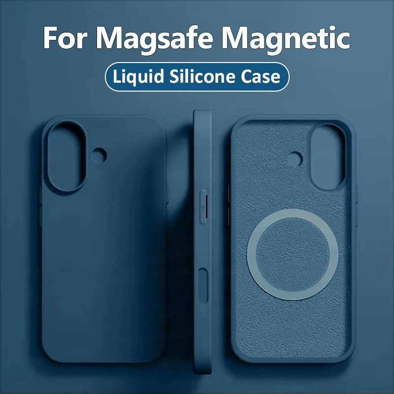 Neu für for Magsafe Luxus Magnet hüllen für for Apple iPhone 16 15 13 Pro Max Handy hülle Liquid Silicone Wireless Charging Back Cover handyhülle Image