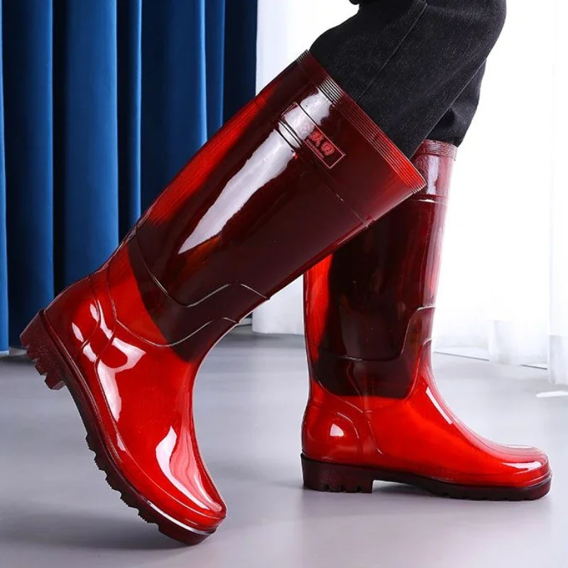 PVC Wasserdichte Männliche Schuhe Rutschfeste männer Regen Stiefel Müßiggänger Garten Tragen-beständig Gummistiefel Gummi Neue Designer angeln 2025