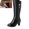 Winter Schuhe Stiefel Frauen Echtes Leder Weibliche Lange Stiefel Große Größe 41 42 43, Warme