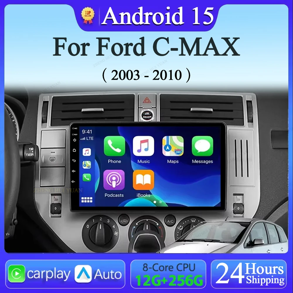 Für Ford C-MAX 2003-2010 Android 14 Carplay Auto Auto Radio Multimedia Video Player Navigation GPS Keine 2Din 2 Din DVD DSP 4G Image