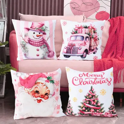 Weihnachten rosa Pfirsich Haut Kissen bezug Frohe Weihnachten Dekorationen für zu Hause 2024 Image