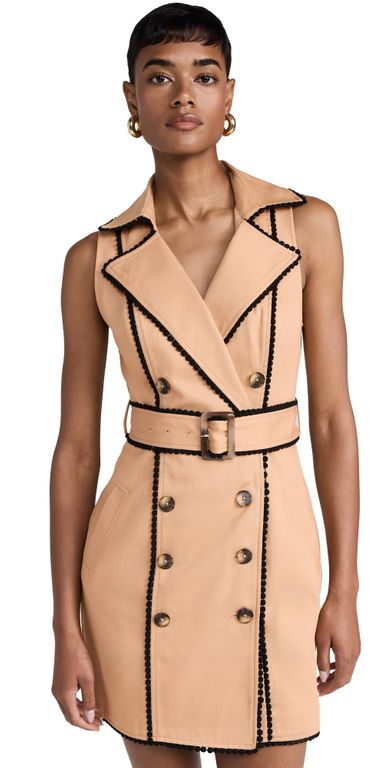 Hale Trench Mini Dress - Natural - L'Agence Dresses
