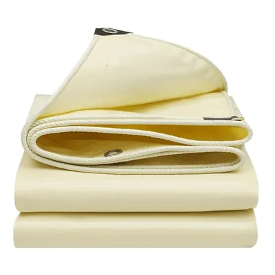 Beige Heavy-Duty Canvas Waterproof Coated Banner Outdoor Camping Tent Tarp Cover Pergola Sun Shelter