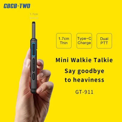 CBCBTWO GT-911 17mm Ultra-thin Mini Walkie Talkie Type C Charge Walkie-talkies PMR446 Profesional Portable Two-way Radio ht