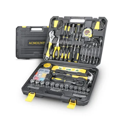 Acmount Tool Kit 140 Piece, Home Toolbox Diy Tool Set, Protable Complete Hand Home Tool Kit Set,