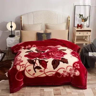 European Style Warm Raschel Blanket for Winter High End Soft Thicken Warmth Weighted Blanket Double Side Flocked Comforter Duvet