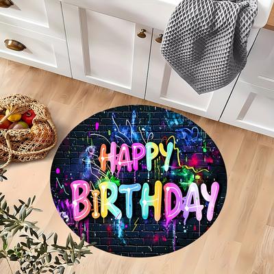 TEMU Round Area Rug - Machine Washable, Non-slip Backing, Knit Weave, Polyester, Indoor Use, Birthday Party, Home Decor, Bedroom, Living Room - 1pc Image
