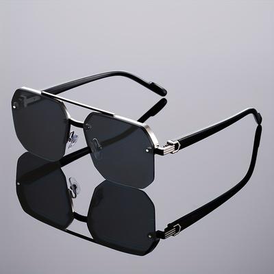 TEMU 1 Pair Of Women's New Semi-frame Square Glasses Bridge Glasses Light Black Glasses Retro 's Glasses Suitable For Decoration And Party Wear Image