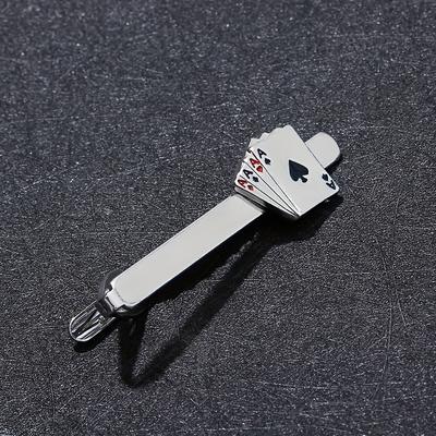 TEMU Fashion Men's Playing Card Tie Clip, Alloy Formal Tie Clip