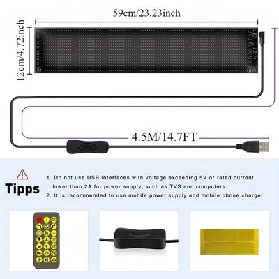 TEMU 1pc/ 2pcs Led Windshield Display For Blinking , App Programmable Led , Customizable , Compatible 24v Systems