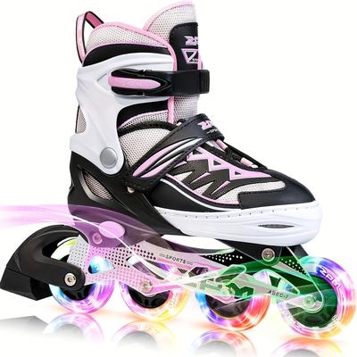 TEMU ' Adjustable Inline Skates With Light - Up Wheels, Fun Skates For Beginner Kids