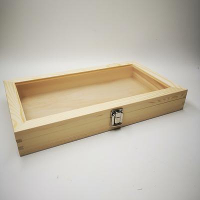 TEMU Rectangular Wooden Jewelry Box Clear Lid, , Desktop Display Case For Jewelry, Specimens, , Box, , Locking , - Organizer