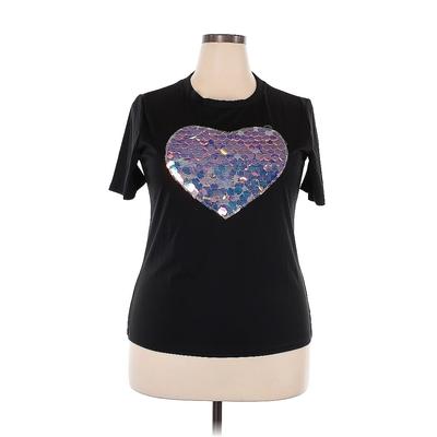 Short Sleeve T-Shirt: Black Hearts Tops - Women's Size 2X