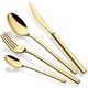 Monix Verona Gold - Set di posate da 24 pezzi, in acciaio inox 18/10, design moderno e moderno,