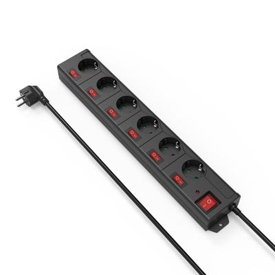Steckdosenleiste HAMA "Mehrfachsteckdose 6-fach Steckerleiste, mit Schalter", schwarz, B:9,5cm H:5,5cm T:54cm, Kunststoff, Steckdosenleisten Image