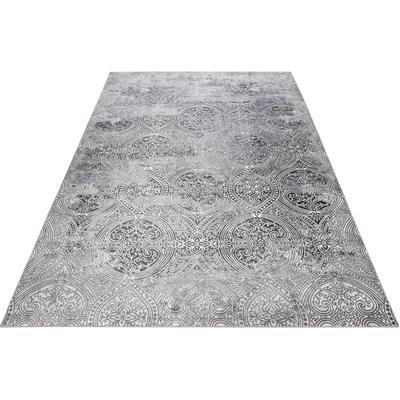 Teppich WECON HOME "Grace", grau, B:80cm H:6mm L:150cm, Polyester, Teppiche, Vintage Look, Used Look, moderner Kurzflor, Wohnzimmer Image