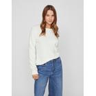 Rundhalspullover VILA "VIRIL O-NECK L/S KNIT TOP - NOOS", Damen, Gr. XXL (44), weiß (weiß alyssum), Feinstrick, Obermaterial: 50% Viskose, 27% Nylon, 23% Polyester, unifarben, meliert, modisch, regular fit normal, Rundhals, Langarm Rippbündchen,...