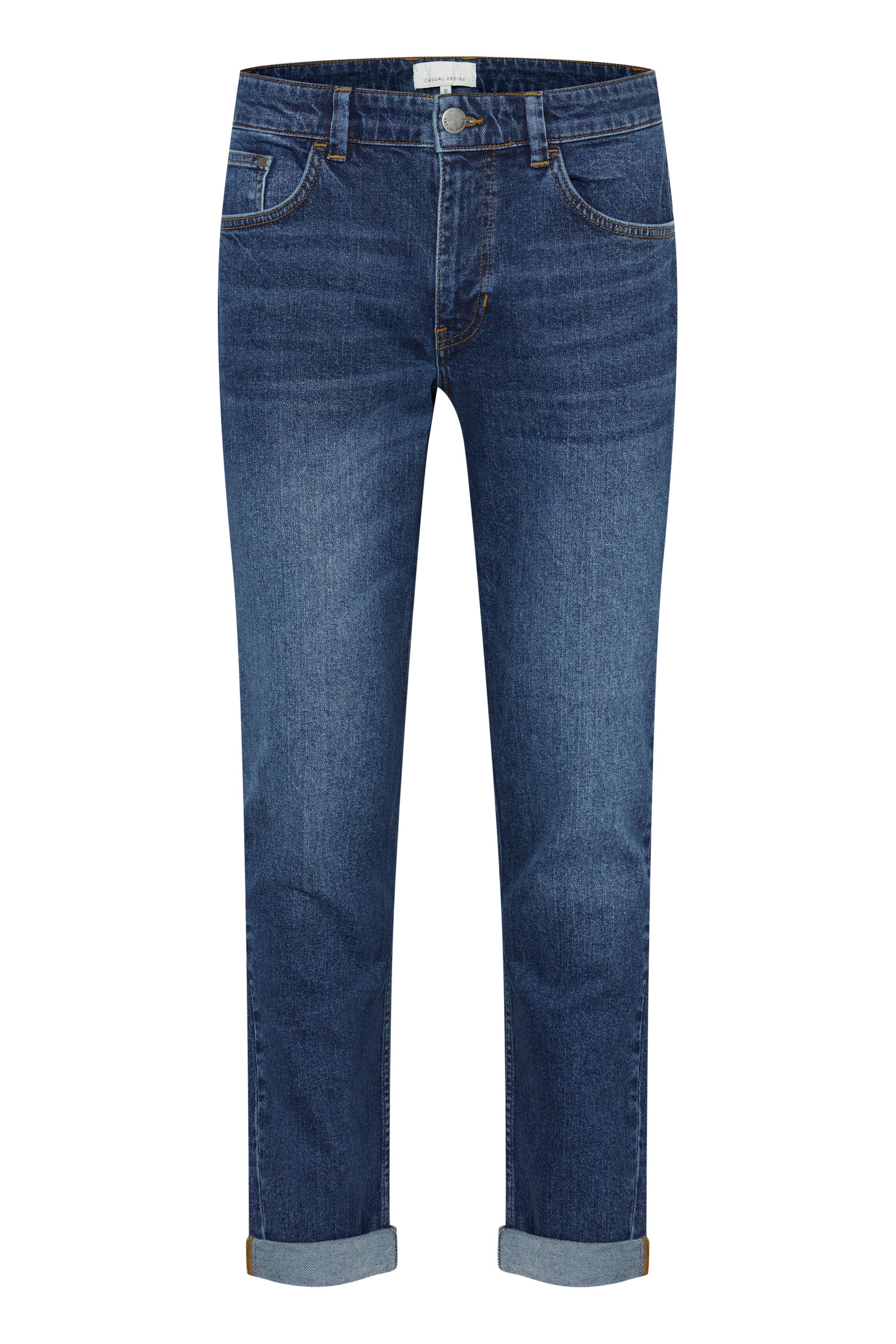 Comfort-fit-Jeans CASUAL FRIDAY "Comfort-fit-Jeans CFKarup", Herren, Gr. 30, Länge 34, blau (denim mid blau), Obermaterial: 66% Baumwolle CO. 33% Baumwolle CO recyc.. 1% Elasthan EL., Hosen