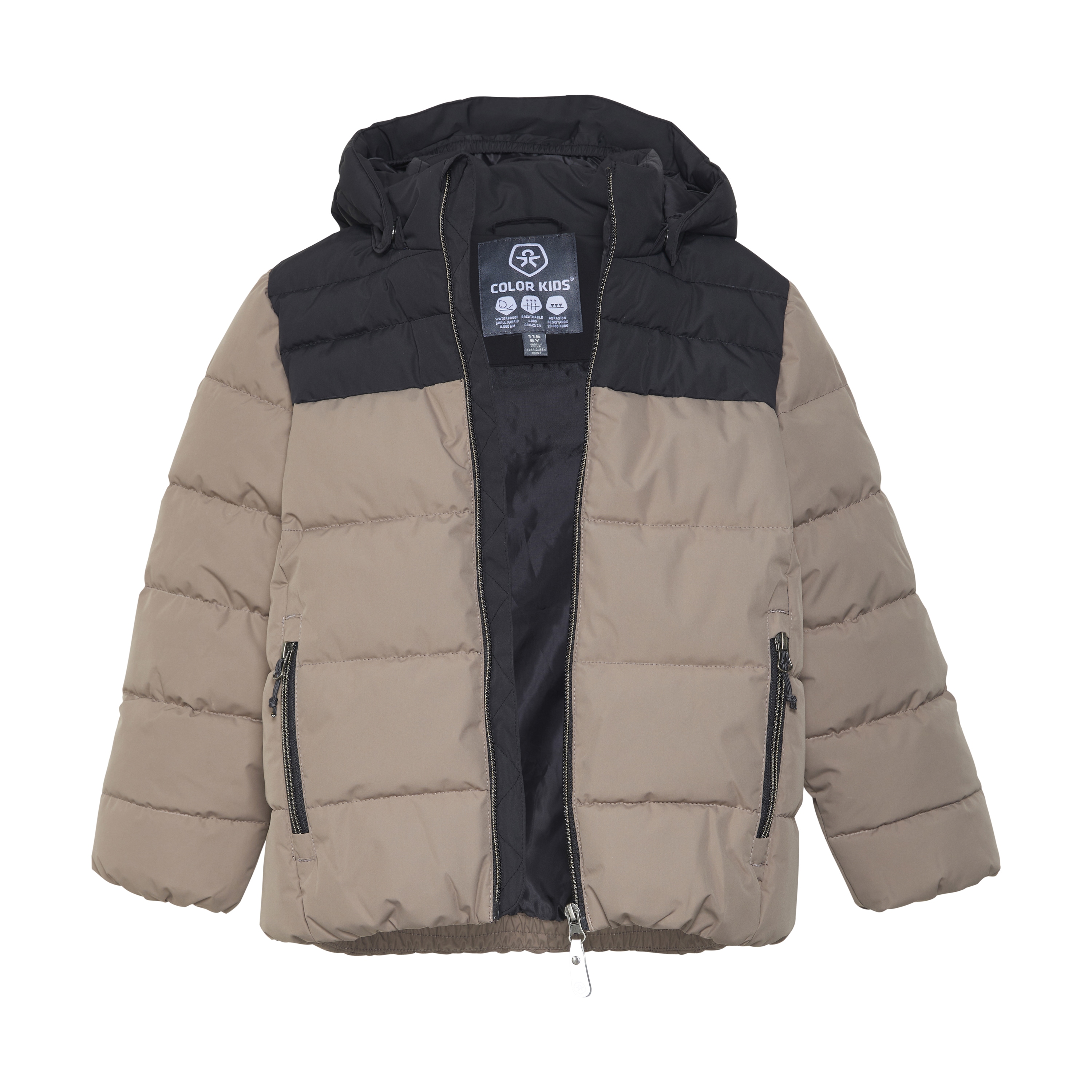 Steppjacke COLOR KIDS "Steppjacke COJacket", Jungen, Gr. 128, braun (fossil), Obermaterial: 100% Polyester PES., Casual, regular fit normal, Jacken Steppjacke