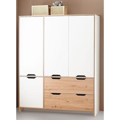 Kinderkleiderschrank ARTHUR BERNDT "Kleiderschrank »Maxim« 4-türig", weiß (kreideweiß, artisan, oak, nachbildung), B:150cm H:189cm T:49cm, Holzwerkstoff, Hartfaserplatte, Metall, Schränke Image