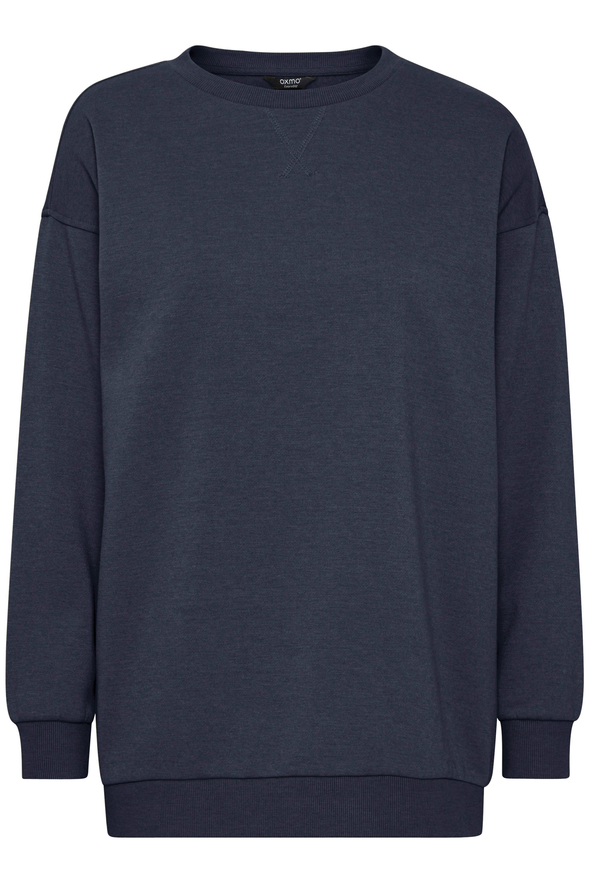 Rundhalspullover OXMO "Rundhalspullover OXHillary", Damen, Gr. XS, blau (total eclipse), Obermaterial: 80% Polyester PES. 20% Baumwolle CO., Pullover Rundhalspullover