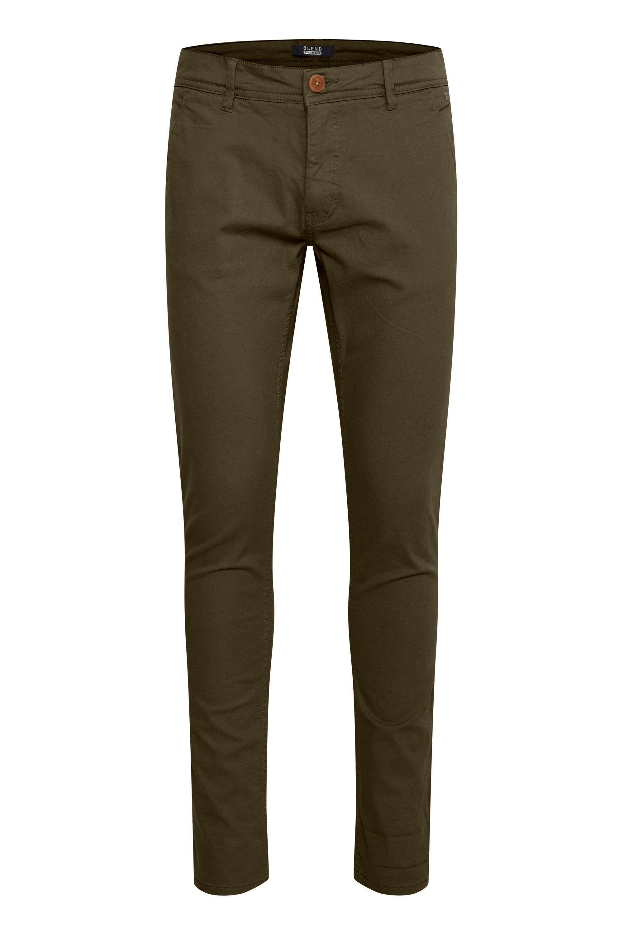 Chinohose BLEND "Chinohose BHNatan", Herren, Gr. 36, Länge 30, grün (olive night grün), Web, Obermaterial: 98% Baumwolle CO. 2% Elasthan EL., Casual, slim fit lang, Hosen Chinohose