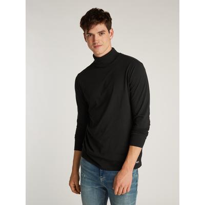 Rollkragenshirt TOMMY JEANS "TJM SLIM TURTLENECK TEE", Herren, Gr. M, schwarz, Single Jersey, Obermaterial: 100% Baumwolle, unifarben, Basic, slim fit hüftlang, Langarm Rippbündchen, Shirts, mit Rollkragen Image