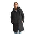 Wintermantel MARC O'POLO "aus recyceltem Polyester-Twill", Damen, Gr. 32, schwarz, Obermaterial: 100% Polyester; Füllung: 70% Daune, 30% Feder; Futter: 100% Polyamid, unifarben, casual, regular fit, Langarm, Mäntel