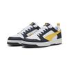Sneaker PUMA "Rebound V6 Low Sneakers Erwachsene", Gr. 37, blau (new navy sunny gelb weiß blau), Obermaterial: Textil, Synthetik; Futter: Textil; Laufsohle: Gummi, Schuhe