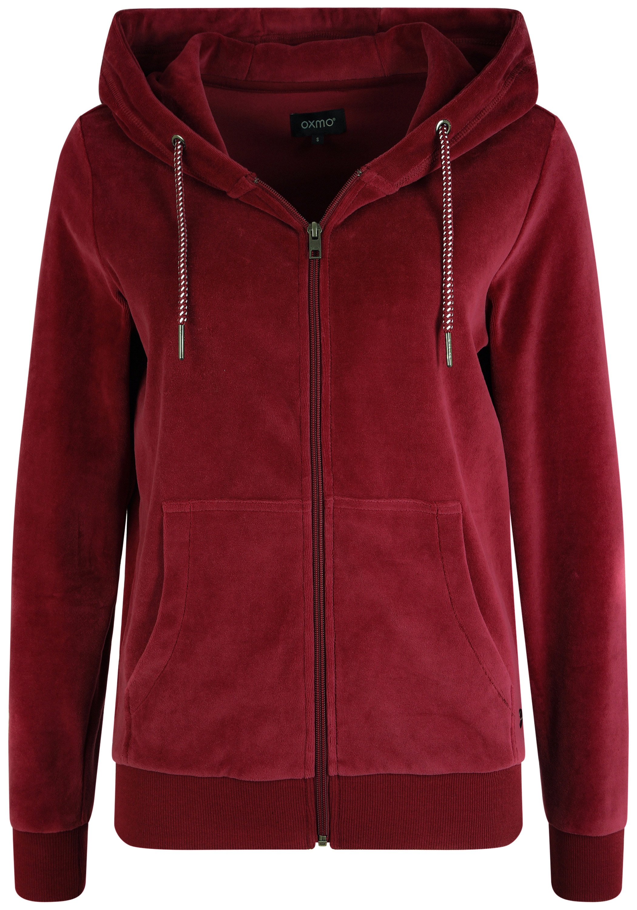 Kapuzensweatjacke OXMO "Kapuzensweatjacke OXVicky", Damen, Gr. S, rot (wine rot), Obermaterial: 80% Baumwolle CO. 20% Polyester PES., Casual, normal, Sweatjacken