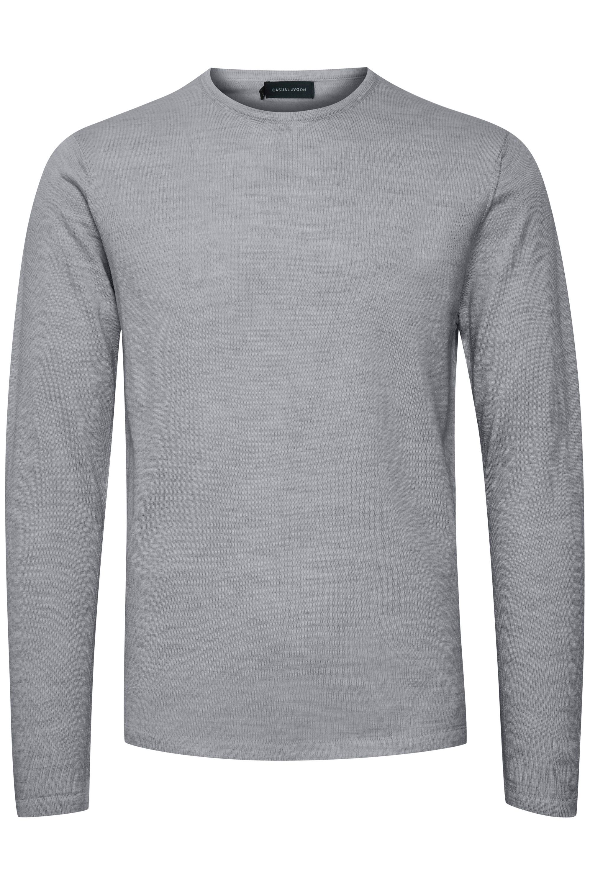 Strickfleece-Pullover CASUAL FRIDAY "Strickpullover CFKent", Herren, Gr. M, grau (light grau melange), Obermaterial: 50% Wolle WO. 50% Polyacryl PAN., Pullover