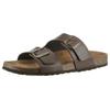 Pantolette MAN'S WORLD, Herren, Gr. 44, braun (dunkelbraun), Lederimitat, unifarben, klassisch, Schuhe, Schlappen, Sommerschuh, Hausschuh mit vorgeformtem Fußbett