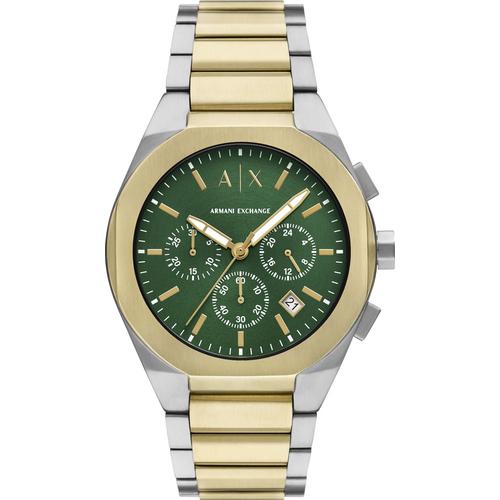 Chronograph ARMANI EXCHANGE Armbanduhren goldfarben-grün Herren Armbanduhr, Herrenuhr, Edelstahlarmband, analog, Tag, Stoppfunktion