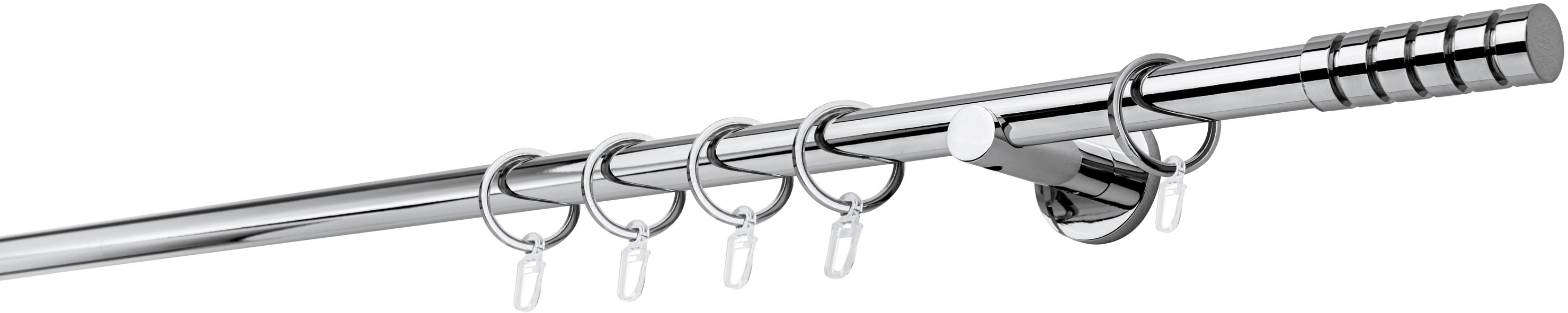 Gardinenstange MYDECO "20mm Rillcube Wandträger 6,5 cm", grau (chromfarben), L:210cm, Gardinenstangen Image