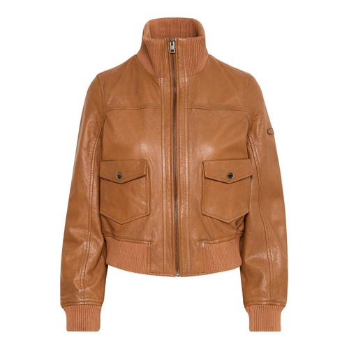 Lederjacke OXMO ""Lederjacke OXDenny"" Gr. 42, braun (caramel café) Damen Jacken