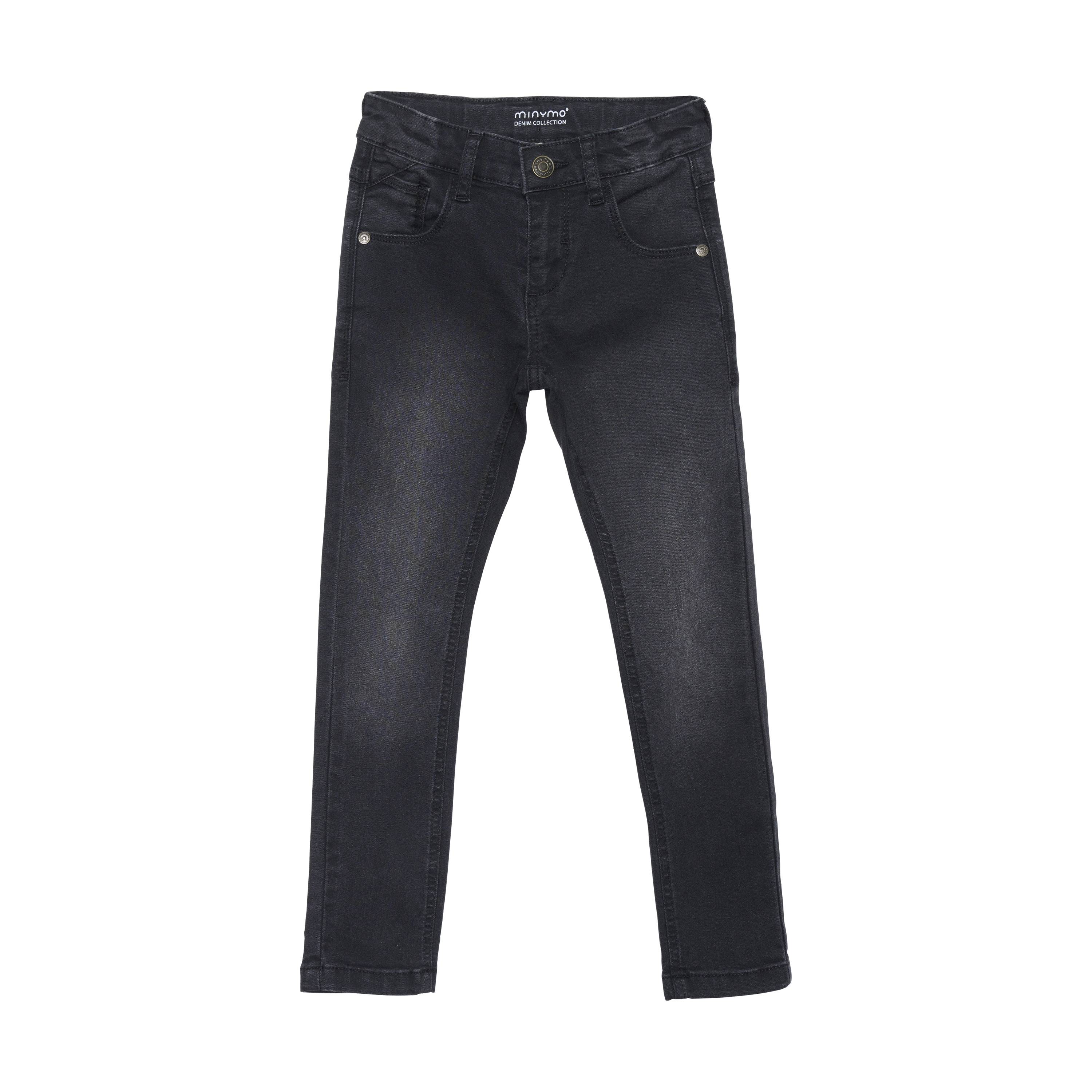 5-Pocket-Jeans MINYMO "5-Pocket-Jeans MIJeans", Jungen, Gr. 122, N-Gr, grau (grau schwarz), Obermaterial: 80% Baumwolle CO. 19% Polyester PES. 1% Elasthan EL., Jeans 5-Pocket-Jeans