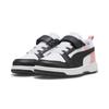 Sneaker PUMA "PUMA Rebound V6 Lo Sneakers Kinder", Kinder, Gr. 34.5, schwarz-weiß (weiß schwarz pink fruit), Obermaterial: Synthetik, Textil; Futter: Textil; Laufsohle: Gummi, Schuhe
