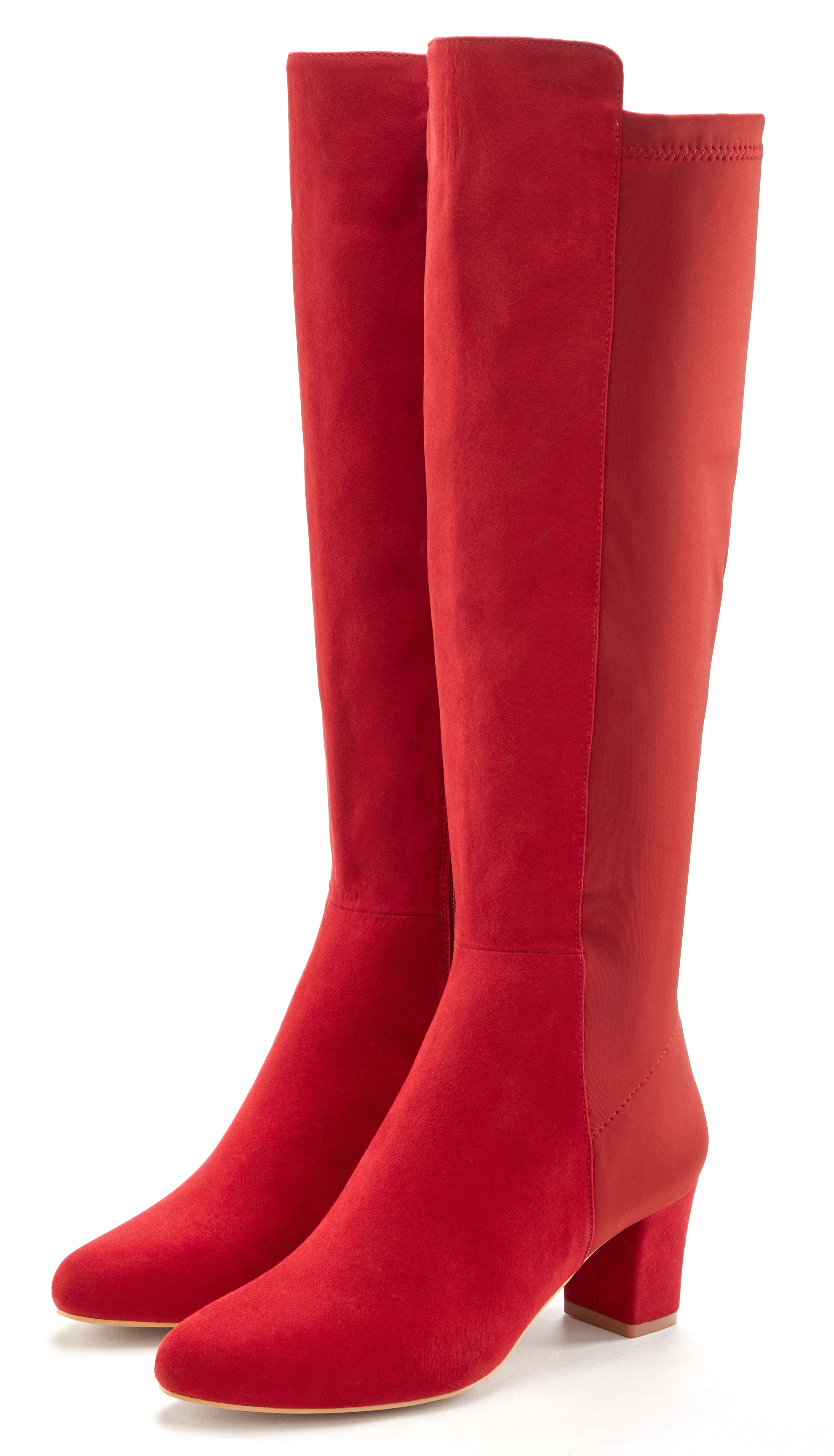 Stiefel LASCANA, Damen, Gr. 40, rot, Obermaterial: 50% Lederimitat, 50% Textilmaterial. Futter: 100% Textilmaterial. Decksohle: 100% Lederimitat. Laufsohle: 100% Synthetik, unifarben, Casual, Schuhe, mit Stretcheinsatz und Langschaft, Stiefelette,...