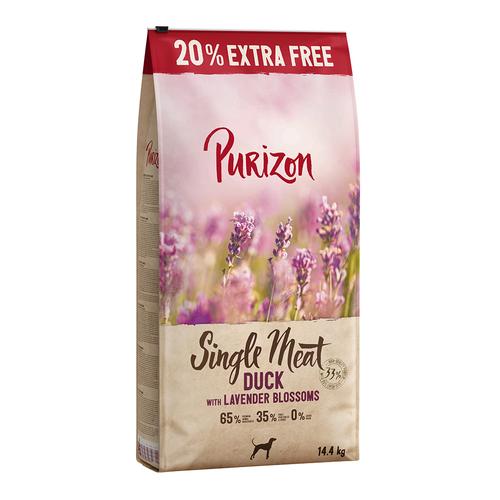 Purizon Single Meat Adult Ente mit Apfel und Lavendelblüten - 14.4 kg: 20% gratis